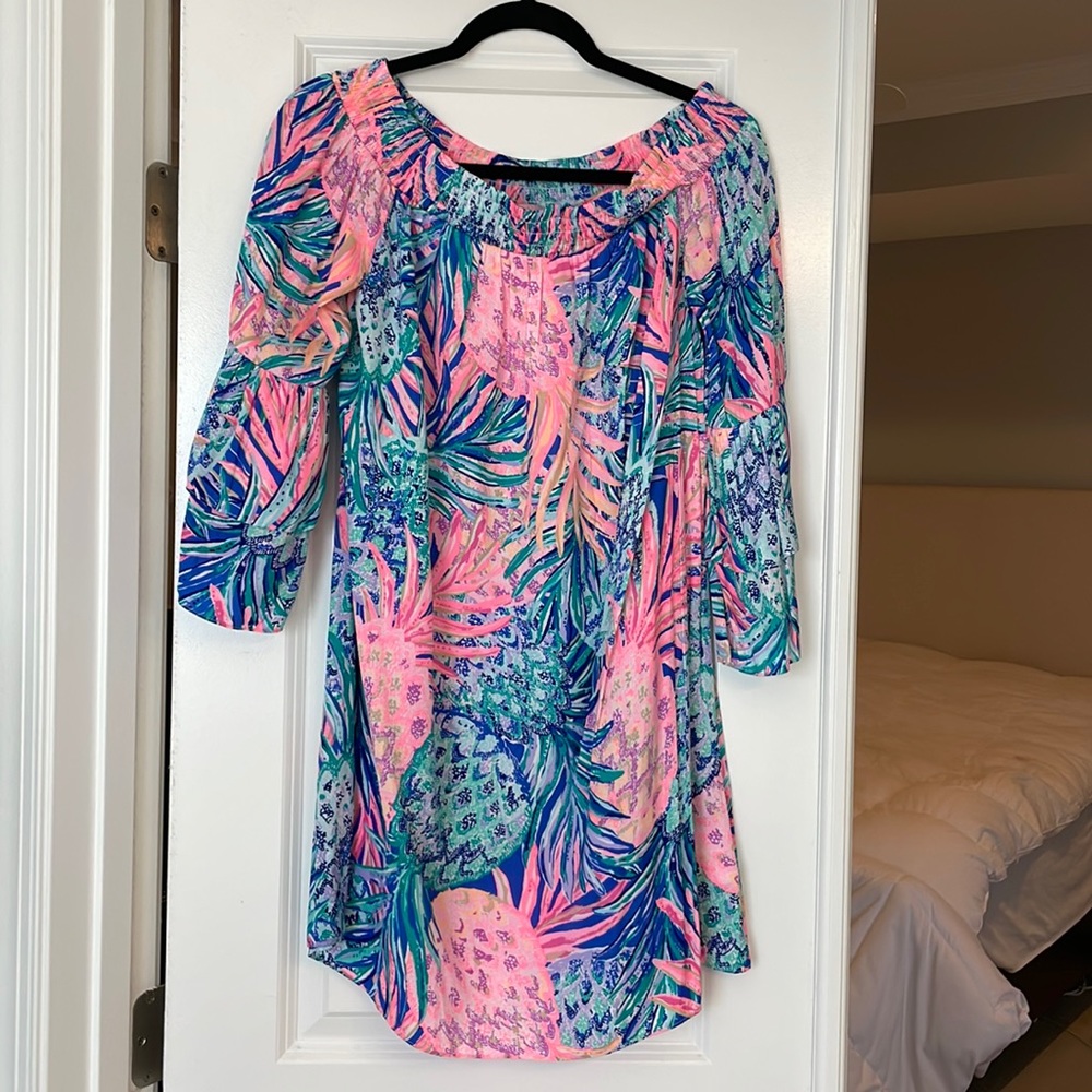 Lilly Pulitzer off the shoulder, silk dress
